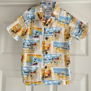 Disney Parks Authentic Orinigina Mickey And Friends Surf Hawaiian Shirt Kids XXS